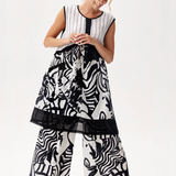 Graphic Layered Linen Dress