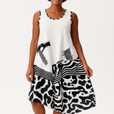 Monochrome Patch Linen Dress