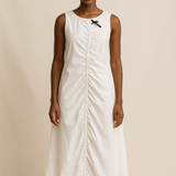 Ruched Column Cotton Dress