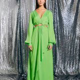 Vestido largo verde lima