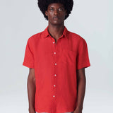 Chemise SS classique en lin brique