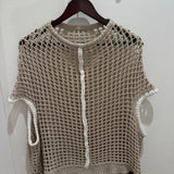 Open Weave Contrast Knit Top