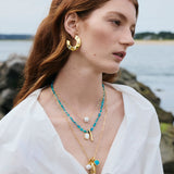 Saucer Hoops in Dotted Pearl