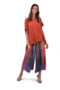 Linen Wide Check Trousers - South of London
